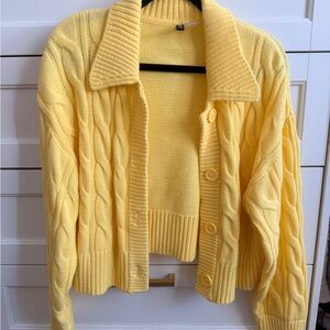 H&M Yellow Cable Knit Cardigan Set